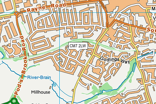 CM7 2LW map - OS VectorMap District (Ordnance Survey)