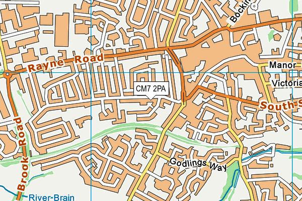 CM7 2PA map - OS VectorMap District (Ordnance Survey)