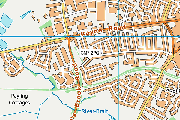 CM7 2PQ map - OS VectorMap District (Ordnance Survey)