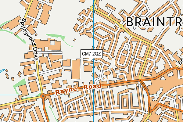 CM7 2QZ map - OS VectorMap District (Ordnance Survey)