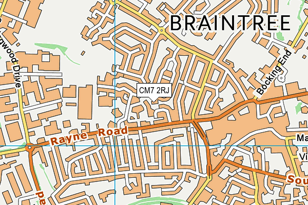 CM7 2RJ map - OS VectorMap District (Ordnance Survey)