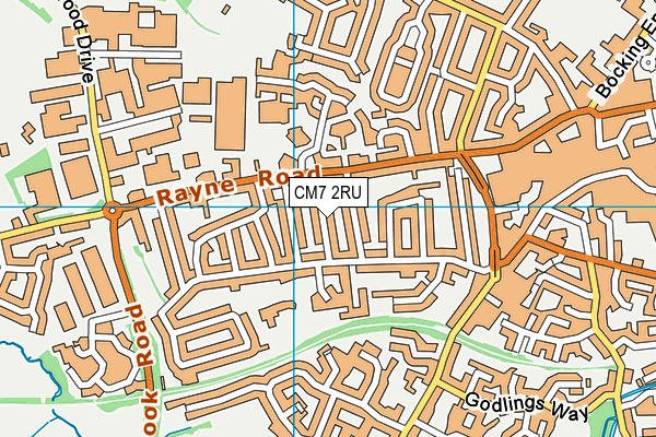 CM7 2RU map - OS VectorMap District (Ordnance Survey)