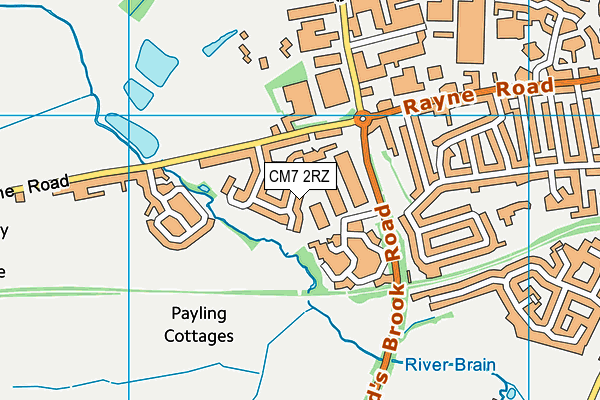 CM7 2RZ map - OS VectorMap District (Ordnance Survey)