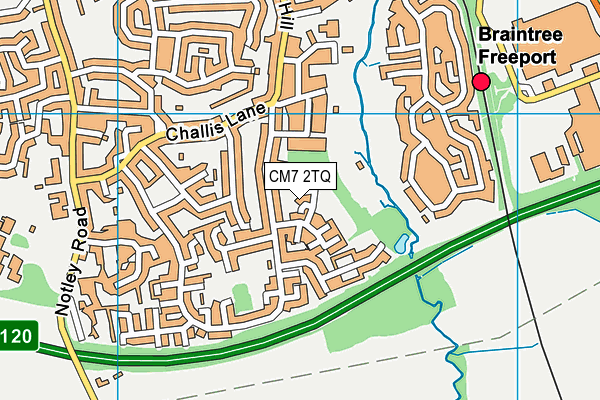 CM7 2TQ map - OS VectorMap District (Ordnance Survey)