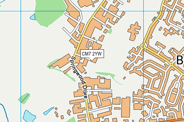 CM7 2YW map - OS VectorMap District (Ordnance Survey)