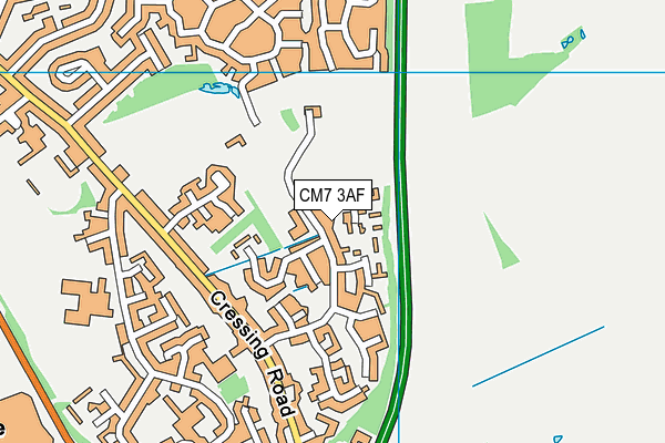 CM7 3AF map - OS VectorMap District (Ordnance Survey)