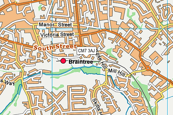 CM7 3AJ map - OS VectorMap District (Ordnance Survey)