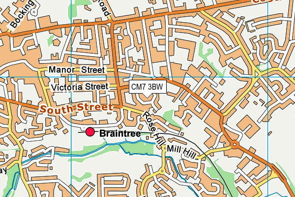 CM7 3BW map - OS VectorMap District (Ordnance Survey)