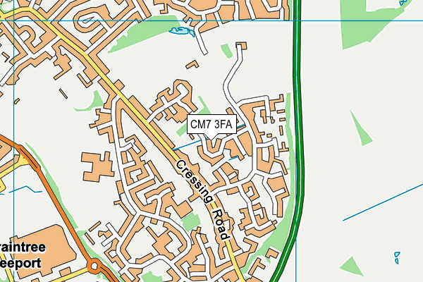 CM7 3FA map - OS VectorMap District (Ordnance Survey)