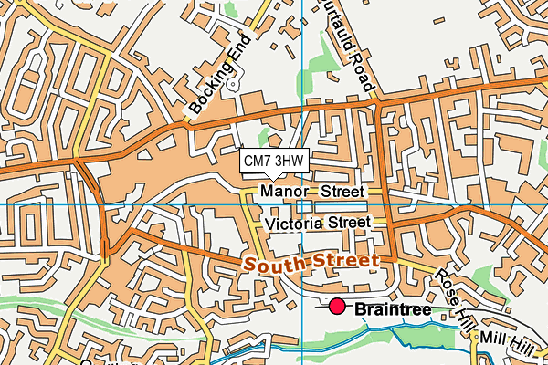 CM7 3HW map - OS VectorMap District (Ordnance Survey)