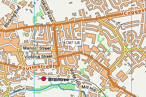 CM7 3JE map - OS VectorMap District (Ordnance Survey)