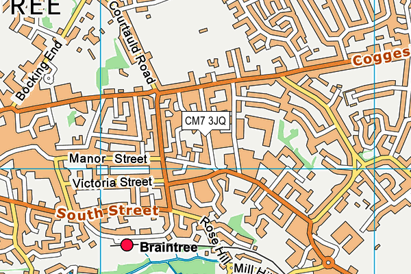 CM7 3JQ map - OS VectorMap District (Ordnance Survey)