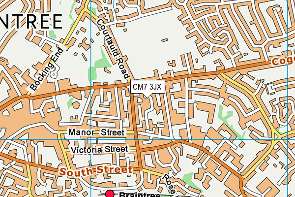 CM7 3JX map - OS VectorMap District (Ordnance Survey)