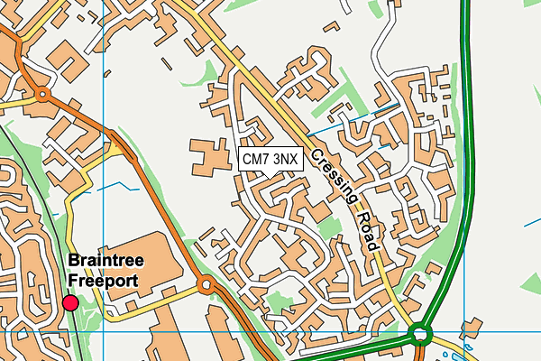 CM7 3NX map - OS VectorMap District (Ordnance Survey)