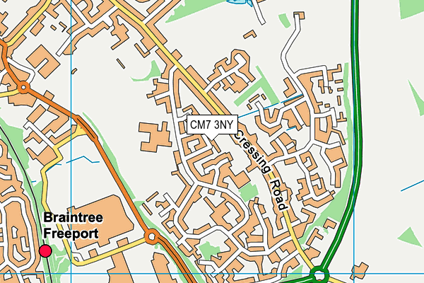 CM7 3NY map - OS VectorMap District (Ordnance Survey)