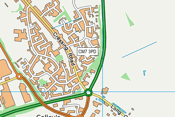 CM7 3PD map - OS VectorMap District (Ordnance Survey)