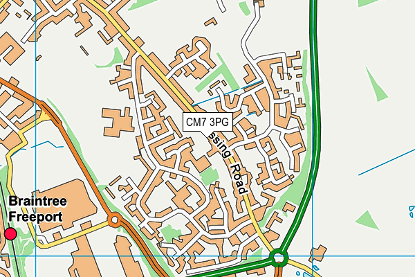 CM7 3PG map - OS VectorMap District (Ordnance Survey)