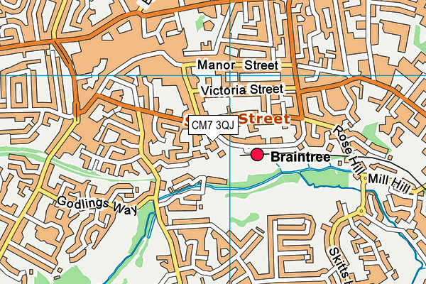 CM7 3QJ map - OS VectorMap District (Ordnance Survey)