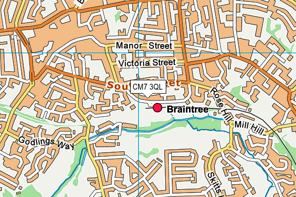 CM7 3QL map - OS VectorMap District (Ordnance Survey)