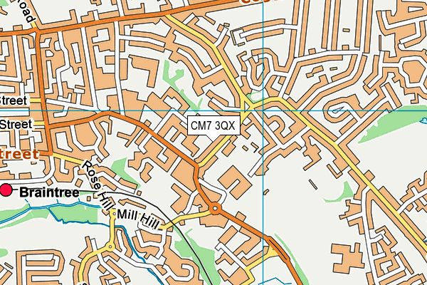 CM7 3QX map - OS VectorMap District (Ordnance Survey)