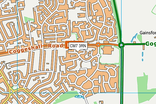 CM7 3RN map - OS VectorMap District (Ordnance Survey)