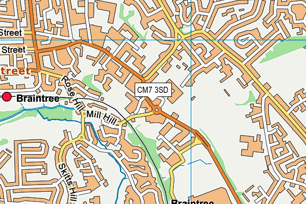 CM7 3SD map - OS VectorMap District (Ordnance Survey)