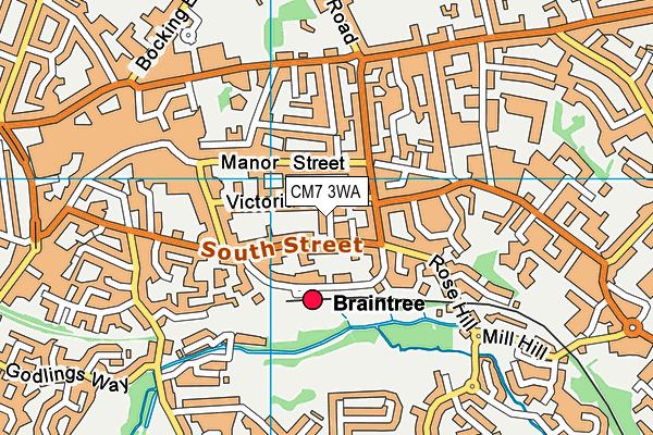 CM7 3WA map - OS VectorMap District (Ordnance Survey)