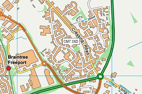 CM7 3XD map - OS VectorMap District (Ordnance Survey)