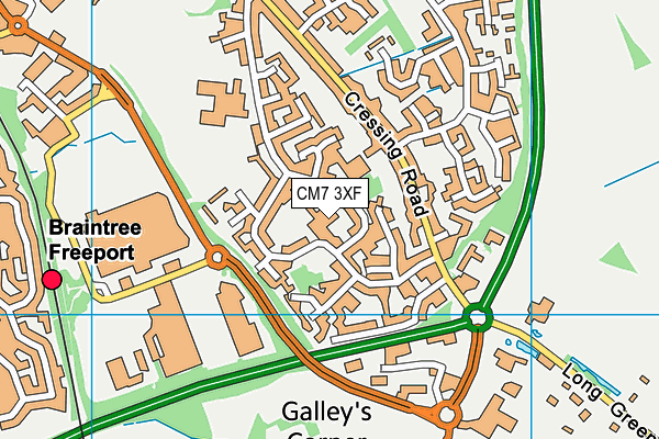 CM7 3XF map - OS VectorMap District (Ordnance Survey)