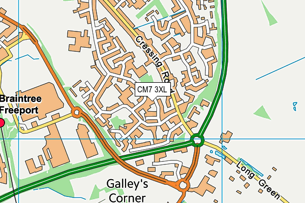 CM7 3XL map - OS VectorMap District (Ordnance Survey)