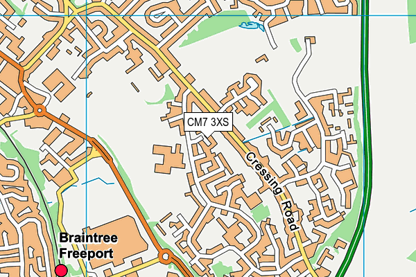 CM7 3XS map - OS VectorMap District (Ordnance Survey)
