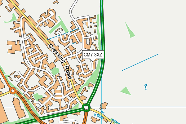 CM7 3XZ map - OS VectorMap District (Ordnance Survey)
