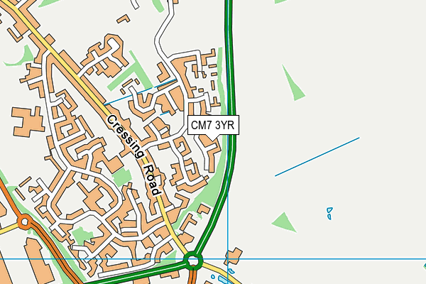 CM7 3YR map - OS VectorMap District (Ordnance Survey)