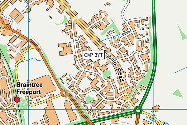 CM7 3YT map - OS VectorMap District (Ordnance Survey)