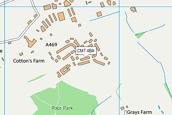 CM7 4BA map - OS VectorMap District (Ordnance Survey)