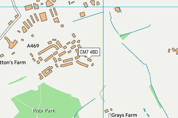 CM7 4BD map - OS VectorMap District (Ordnance Survey)