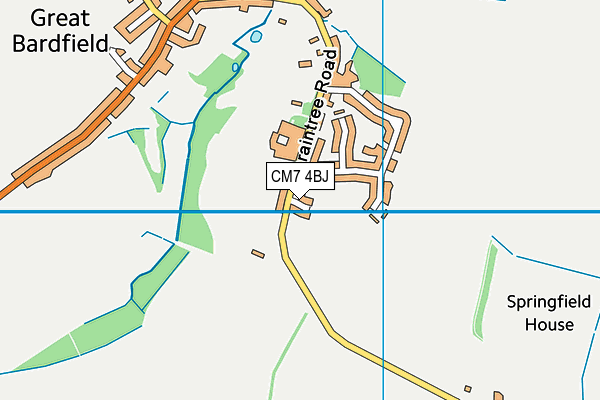CM7 4BJ map - OS VectorMap District (Ordnance Survey)