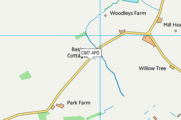 CM7 4PD map - OS VectorMap District (Ordnance Survey)