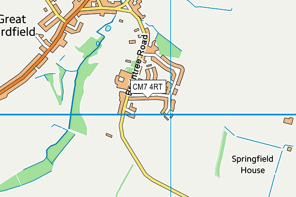 CM7 4RT map - OS VectorMap District (Ordnance Survey)