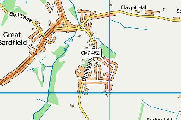 CM7 4RZ map - OS VectorMap District (Ordnance Survey)