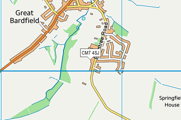 CM7 4SJ map - OS VectorMap District (Ordnance Survey)