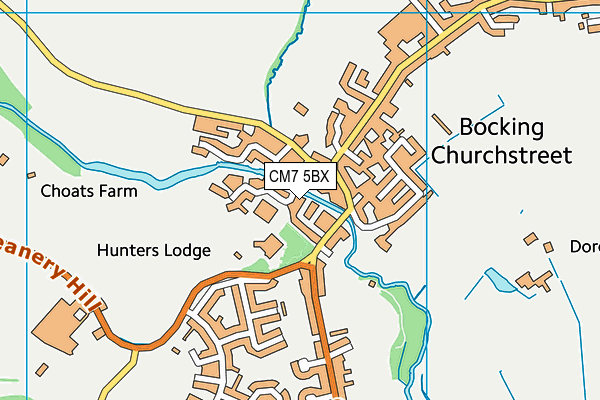 CM7 5BX map - OS VectorMap District (Ordnance Survey)