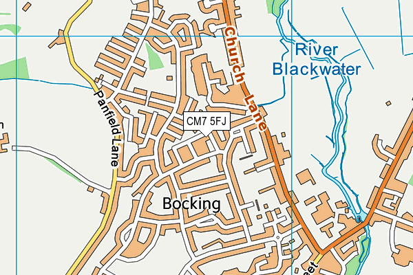 CM7 5FJ map - OS VectorMap District (Ordnance Survey)