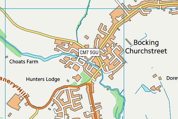CM7 5GU map - OS VectorMap District (Ordnance Survey)