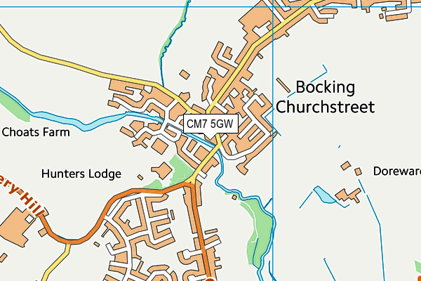 CM7 5GW map - OS VectorMap District (Ordnance Survey)