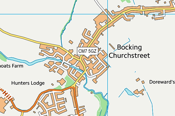 CM7 5GZ map - OS VectorMap District (Ordnance Survey)