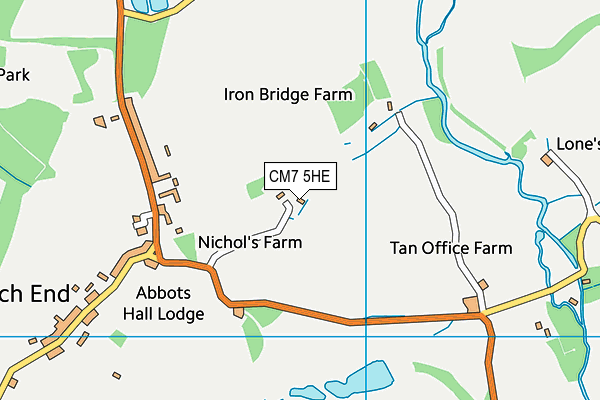 CM7 5HE map - OS VectorMap District (Ordnance Survey)