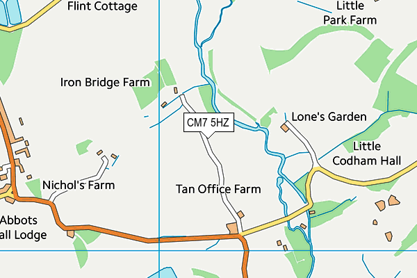 CM7 5HZ map - OS VectorMap District (Ordnance Survey)