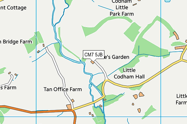 CM7 5JB map - OS VectorMap District (Ordnance Survey)