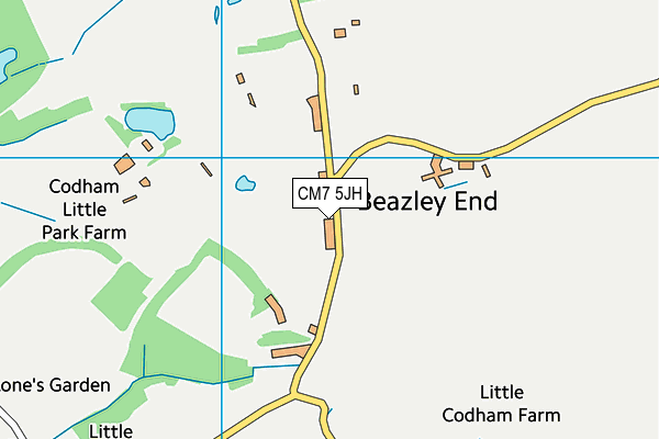 CM7 5JH map - OS VectorMap District (Ordnance Survey)